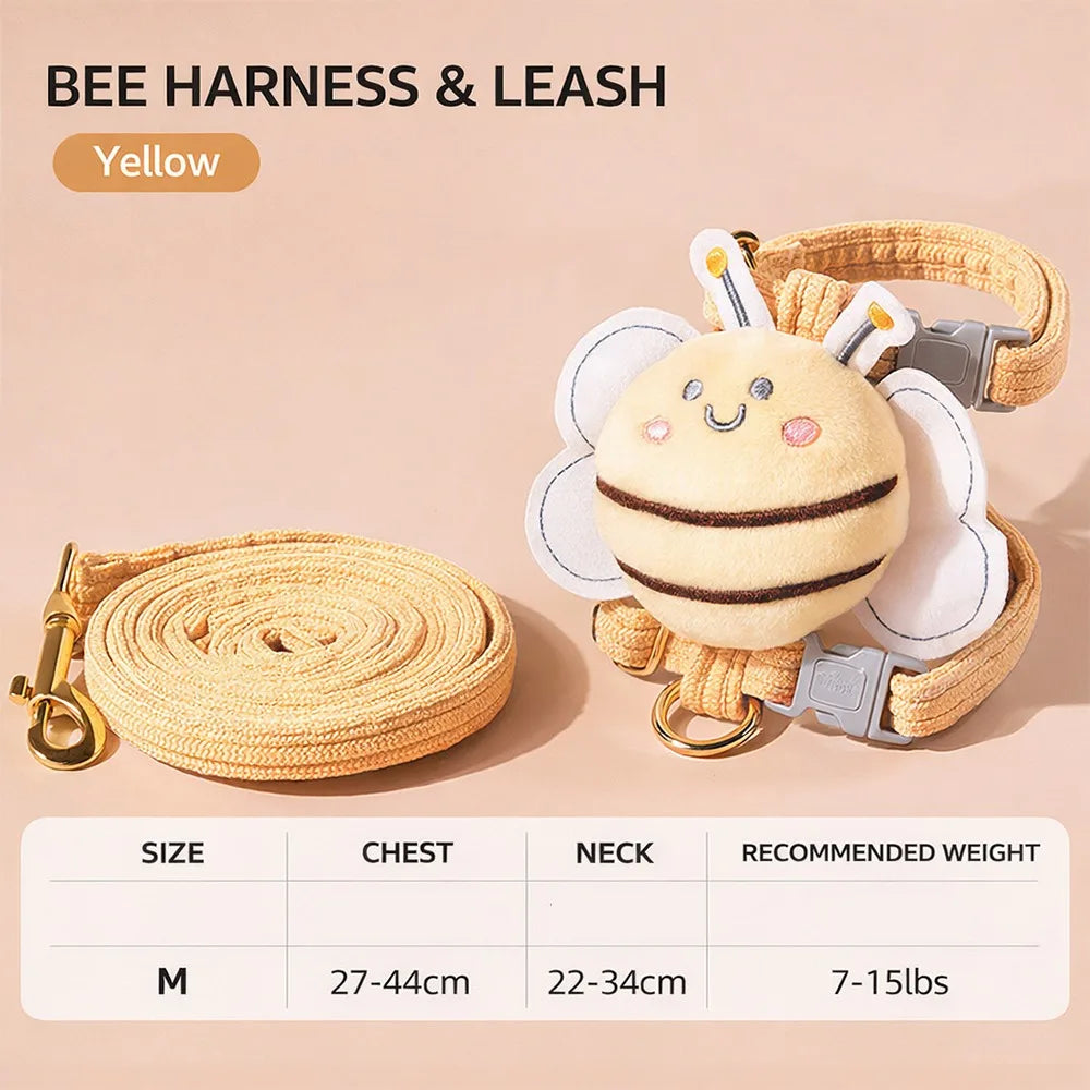 Pet Supplies Cartoon Bee Cat Harness Adjustable Breast Back Harness Dog Harness Portable Leash Set Pet Walking