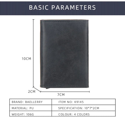 Pop Up Credit Card Holder Wallets Men Slim Rfid Blocking CardHolder Wallet for Men Card Money Bag Purse PU Leather Short Wallets