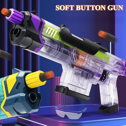 Manual Pull Loading Soft Bullet Toy Gun for Outdoor Shooting Battle Foam Dart Launcher with 2Pcs Magazine Christmas Gifts
