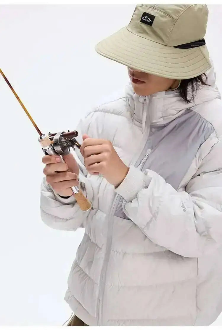 HKSH Outdoor Light Sport Color Contrast Hooded Down Jacket Women's Winter Mountain Leisure Waterproof Climbing Cotton Coat H2887