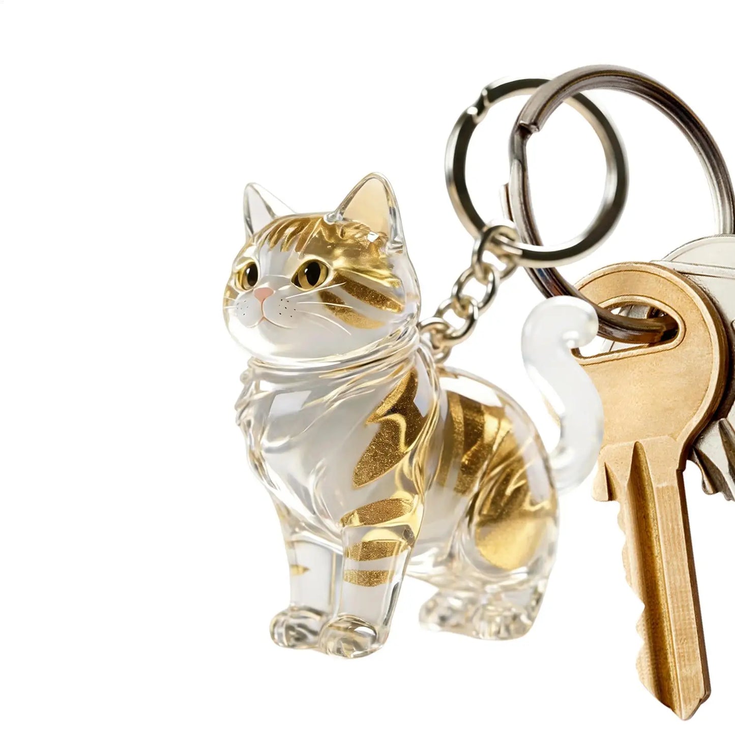 Cute Animal Fur Capsule Keychain, Transparent Cat Hair Bag Pendant, Souvenir Collection and Gift Decorative Accessory