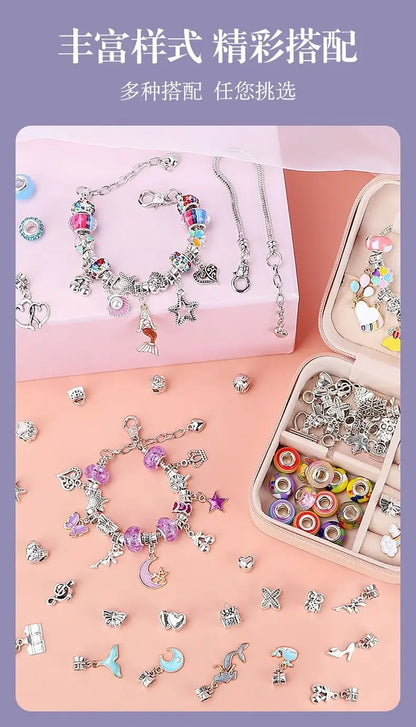 Diy Jewelry Making Kit Toys DIY Beaded Bracelet Set with Storage Box for Girls Gift Acrylic European Large Hole Beads Handmade