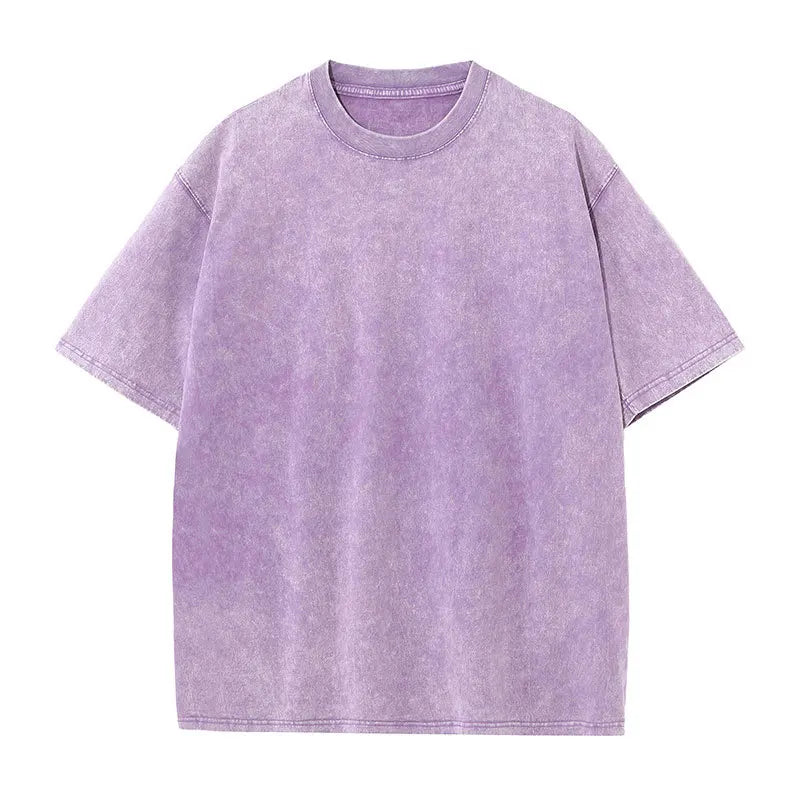 Cotton Short Sleeved T-shirt Summer Round Neck Loose and Base Shirt for Men Women Basic Tee