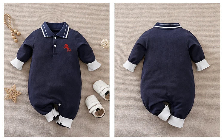 Newborn Clothes With Spurs Embroidered Cotton Comfortable 0-18 Boys And Girls Spring And Autumn Long Sleeved Baby Jumpsuit