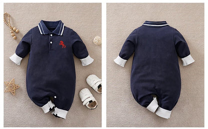 Newborn Clothes With Spurs Embroidered Cotton Comfortable 0-18 Boys And Girls Spring And Autumn Long Sleeved Baby Jumpsuit