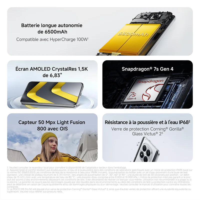 POCO M8 Pro 5G, NFC, 6.83" CrystalRes 1.5K AMOLED Display, Snapdragon® 7s Gen 4, 50 MP Camera, 6500 mAh Battery, IP68