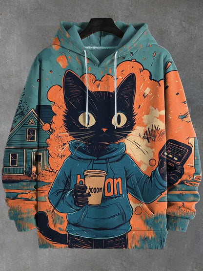 2026 Men's Hoodies Funny Cat Dinosaur UFO Art 3D Printed Cartoon Sweatshirt Men Women Tracksuit Oversized Casual Street Y2k Coat