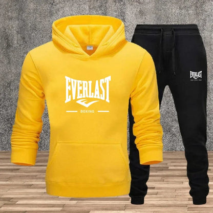 Autumn and winter men's set: Fashionable fitness jogging pullover, hooded sweatshirt, sweatshirt and casual pants two-piece set
