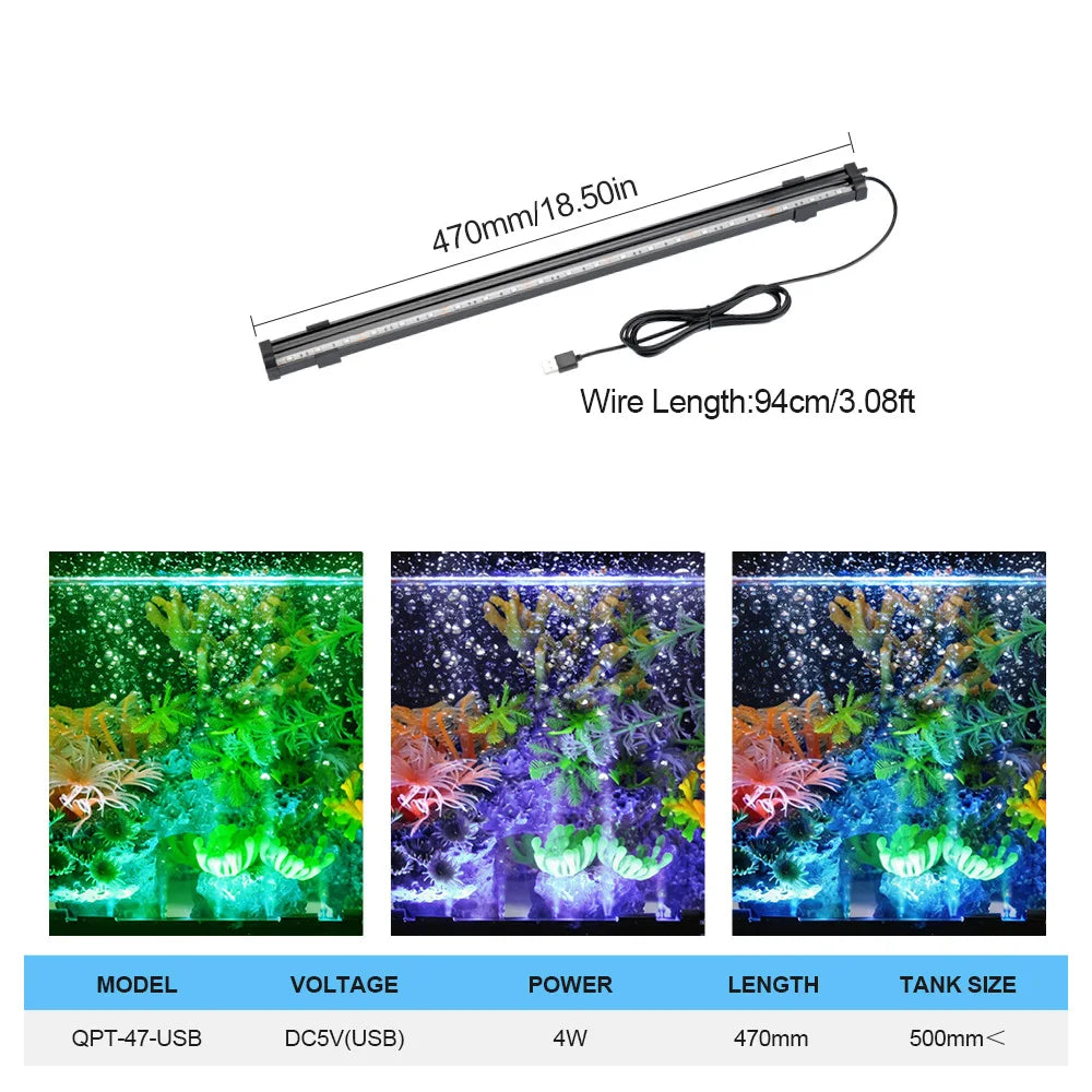 USB LED Aquarium Air Bubble Light Auto RGB Color Changing Fish Tank Air Stone Oxygen Bubbler Submersible Decorative Lamp