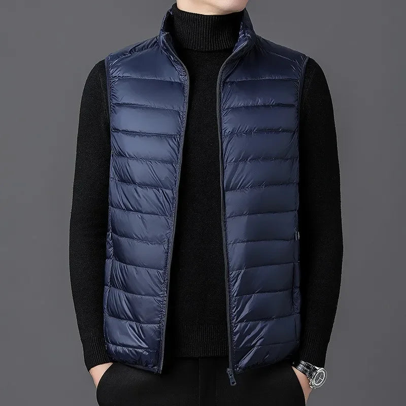 2025 Autumn Winter Men' Sleeveless Vest Jackets Fashion Male Cotton-Padded Vest Coats Men Stand Collar Warm Waistcoats Clothing