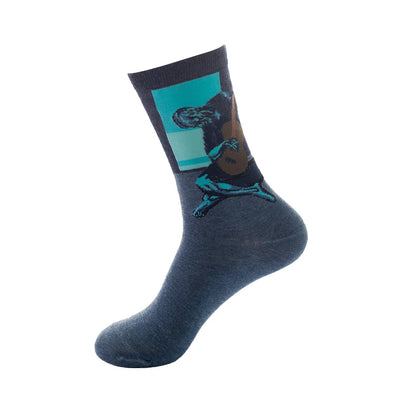 1 Pair Van Gogh Starry Night Cotton Socks Women Men Mona Lisa Oil Painting Retro-classical Series Skateboard Casual Couple Socks