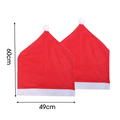 Santa Hat Chair Cover Red Non-woven Chair Back Cover Xmas Table Decoration Dining Chair Protector Christmas Party Supplies
