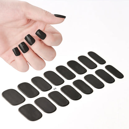 16Tips French Semi-Cured Gel Nail Wraps Sticker Pure Color Full Cover UV Gel Nail Polish Wraps Long-Lasting Nail Extension Decal