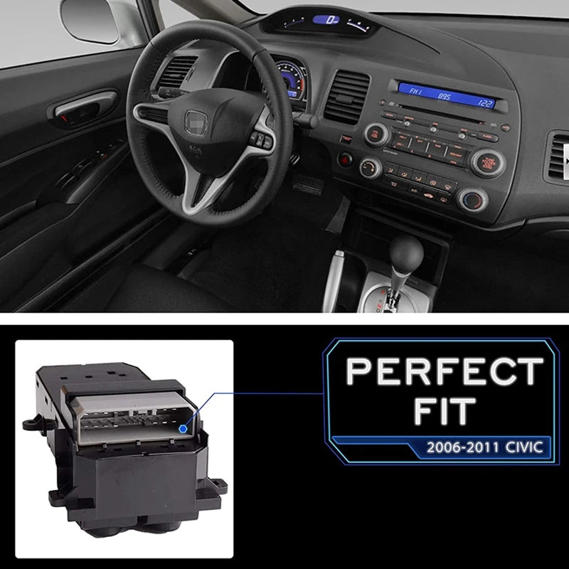 Window Master Switch Compatible For Honda Civic 2006-2011 Front Left Driver Side Main Switch 35750SNAA11