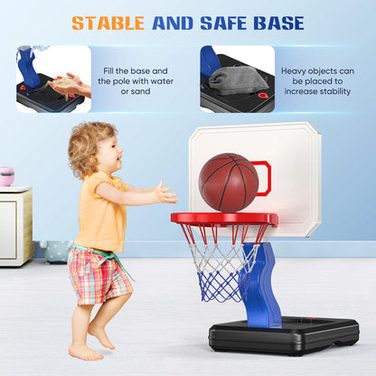Basketball Hoop For Kids, Toddler With Stand 4 Basketballs Indoor Outdoor Backyard Sport Game Birthday Gifts Toys For Toddler
