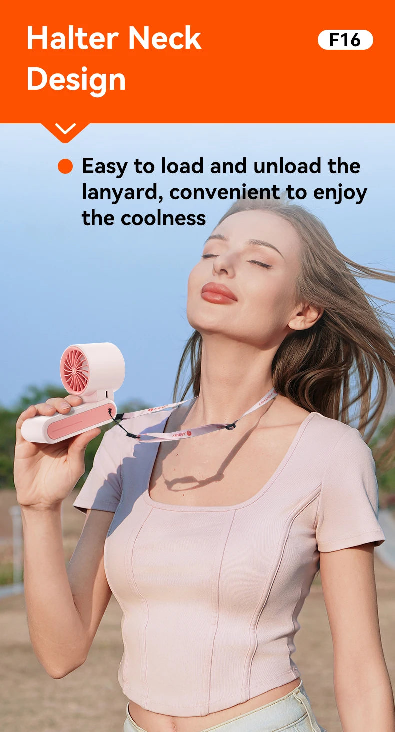 Portable Handheld Fan LED Digital Display With Refrigeration Board 90° Foldable  199Gear Strong Wind Speed 8000mAh F16