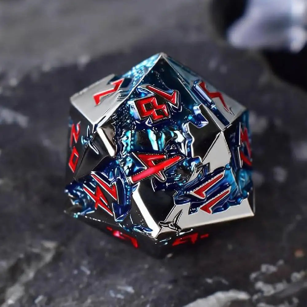 D&D kauliukai, 7 kauliukų metalinis DND kauliukų rinkinys, svertiniai metaliniai „Dungeons and Dragons“ kauliukai, daugiakampiai D ir D kauliukai, skirti vaidmenų žaidimui