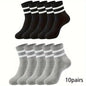 6/10/15/20 Pairs Men Socks Spring Autumn Casual Black White Striped Socks Breathable Mid Tube Sock High-quality Round Neck Socks