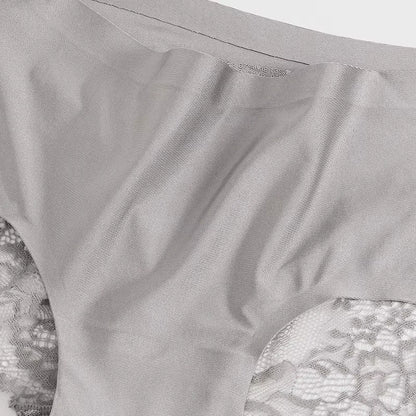 3pcs Lace Women's Panties French Seamless Underwear Female Ice Silk Briefs Solid Color Breathable Underpants Lingerie