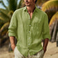 Men's Independent Station Four Seasons Large Size Loose Patchwork Shirt Casual Solid Color Daily Clothing Beach Dinner Cardigan