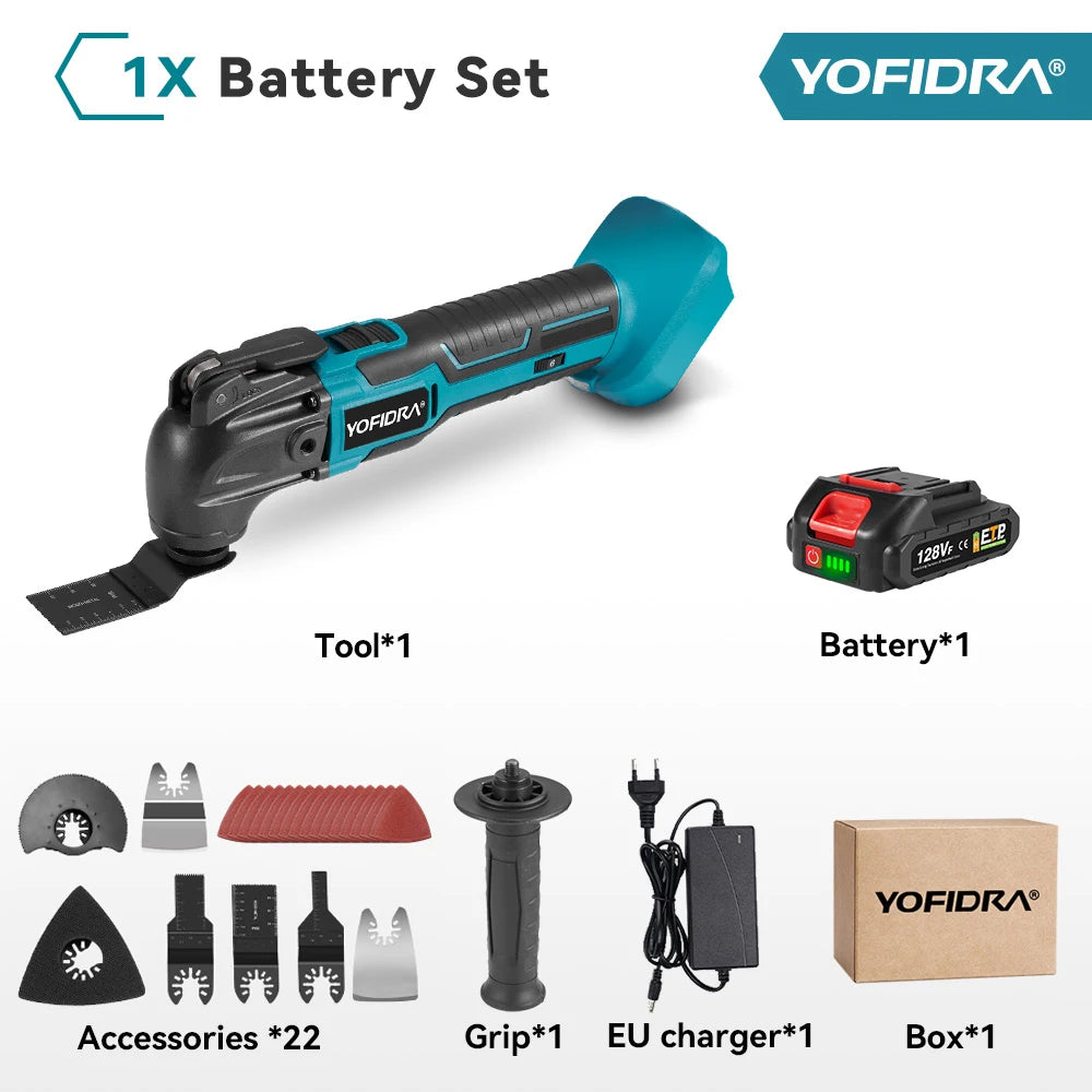 YOFIDRA 6 Gears Electric Saw Oscillating Multi Function Tool Cordless Trimmer Shovel Woodworking Cutting Machine For Makita 18-21V Battery Pin