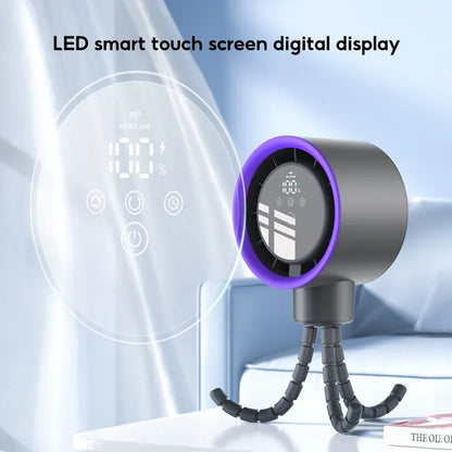 Eary Portable Desk Octopus Fan With 4000mAh Battery 100 Speeds Wind Digital Display Stroller Fan Personal Summer Air Cooling Fan