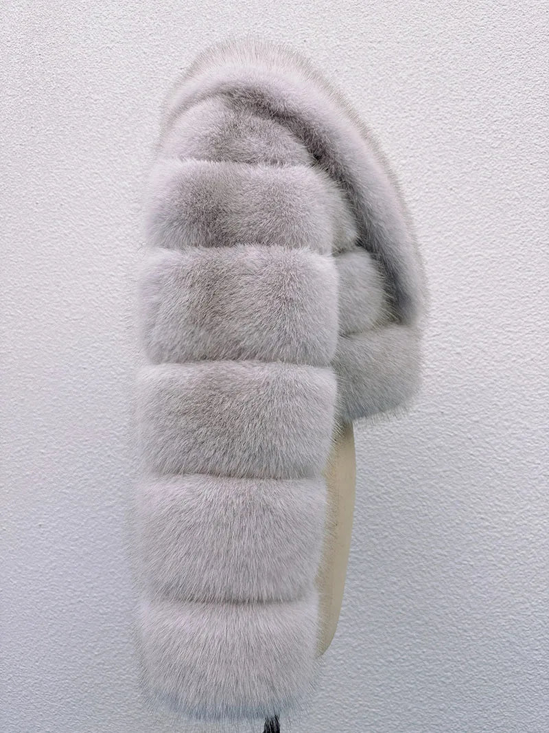 ZADORIN Luxury Big Collar Spliced Cropped Faux Fur Coat Woman Clothing Thicken Furry Faux Fur Jacket Winter Fur Coats Top Mujer