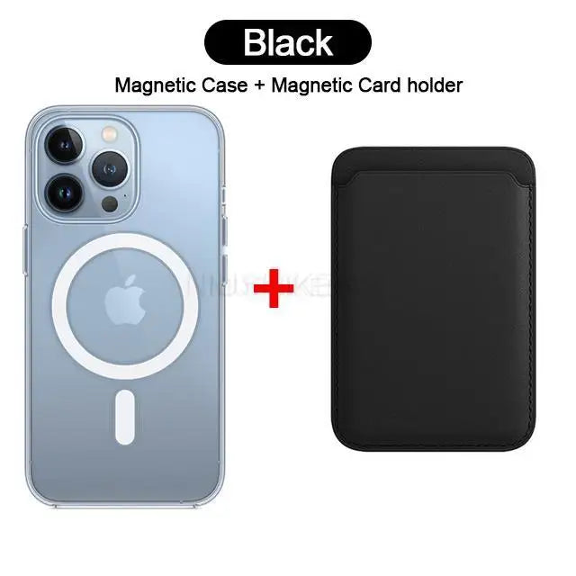 For Magsafe Magnetic Wireless Charging Case For iPhone 15 11 12 13 14 Pro MAX Mini XR XS 7 Plus Leather Wallet Card Holder Cover