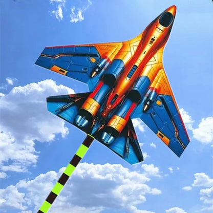 HTMCK Fighter Jet Kite 45cm Large Plane Kite With 100m Line Handle Outdoor Sport Flying Kites For Kids Adults Beach Park Easy To