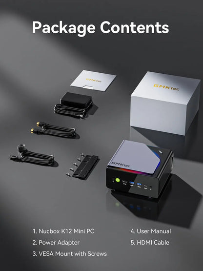 GMKtec K12 Mini PC AMD Ryzen7 H 255 (Upgraded 8745HS) Oculink Support DDR5 NO RAM NO ROM NO OS Desktop Computer Gaming PC WIFI6E