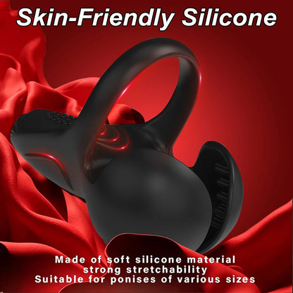 Penis Cock Ring Male Vibrator Perineal  Stimulator 10 Vibrating  Ejaculation Delay 360° Wrapping Testicle Adult Sexy Toy