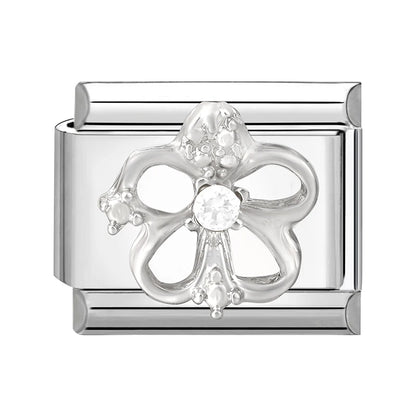 New Shiny Zircon Heart Butterfly Flower Star Bow Italian Charm Links Fit 9MM Stainless Steel Bracelet Girls' DIY Making Gift