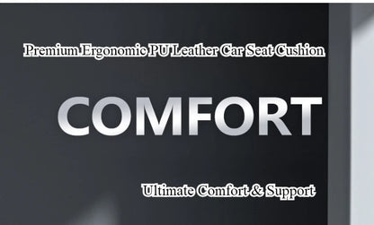 Ergonomic PU Leather Car Seat Cushion with Lumbar & leg Support Ventilated Design Storage Pockets Universal Fit for Most Cars