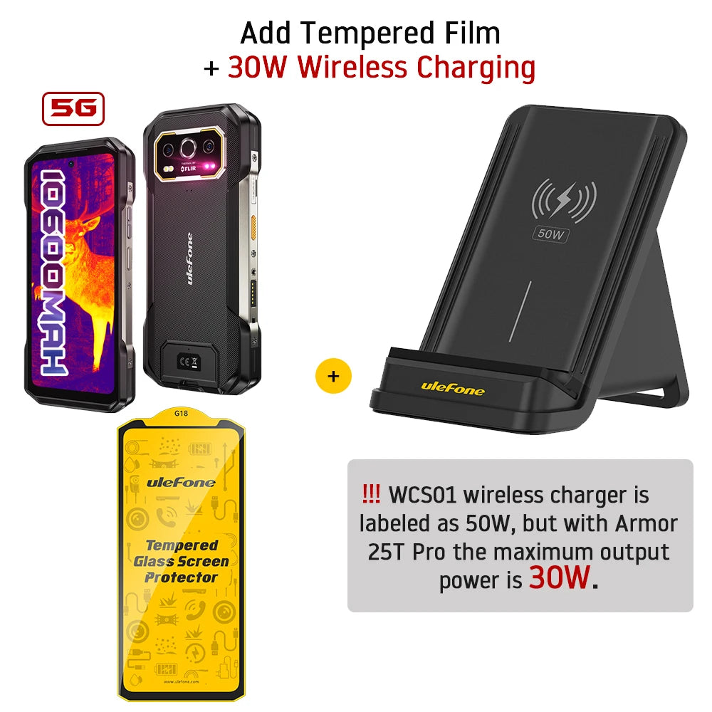 Ulefone Armor 27T Pro+ 5G Rugged Phone 10600mAh Android 15 Smartphone 50MP+64MP Night Camera 6.78" 120Hz 24GB+256GB NFC Mobile