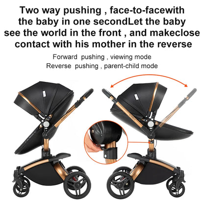 Baby pram Lightweight stroller Baby carriage PU 3in1 stroller Baby stroller 3-in-1 Baby carriage strollers for baby light carts