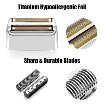 Replacement Head Foil and Cutters Blade Compatible with BaBylissPRO Double FXFS2 Metal Electric Shaver Razor, For BaByliss Razor