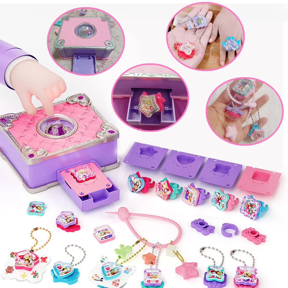 Chriyungel DIY Jewelry Making Kit for Girls 3D Magic Bracelets Rings Keychains Creative Craft Box Set Xmas Birthday Gift for Kid