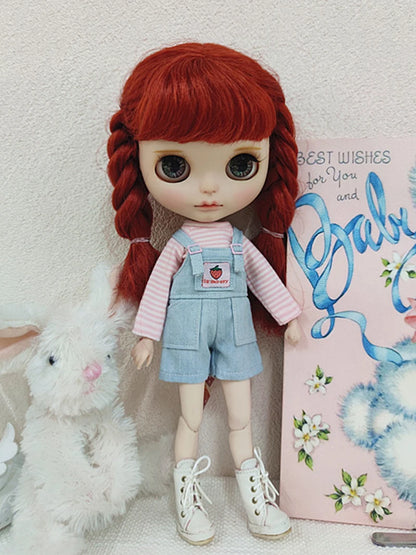 Casual Blyth Doll Clothes Rompers Plaid Pants Long Sleeve Top Suit Doll Trousers for Ymy Licca Azones Ob24 Ob27 Doll Accessories