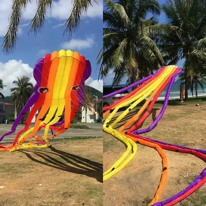 15m / 23m Inflatable Octopus Kite with 3D Suction Cups, Soft Laundry Kite,  Professional Giant Kite for Festival