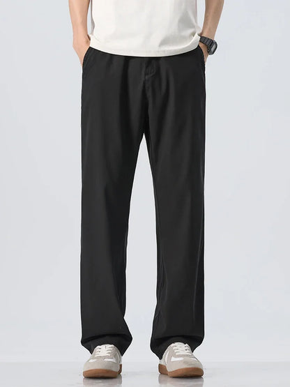 Summer Lyocell Fabric Ultra-thin Trousers Men's Loose Straight Cool Breathable Daily Sports Blue Casual Trousers Fashion Korean