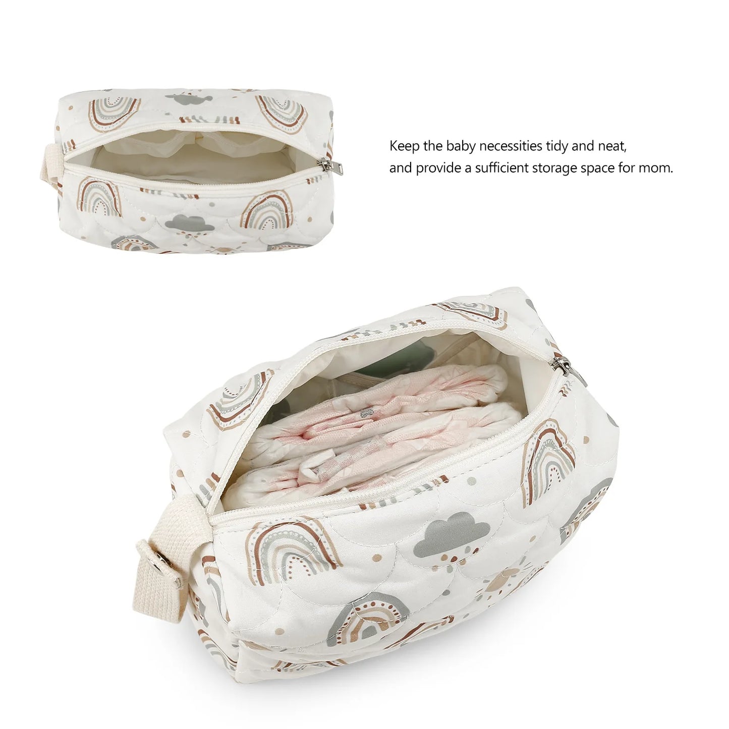Baby Diaper Bag Waterproof Nappy Bag Reusable Wet/Dry Storage Handbag For Stroller Travel Mommy Pouch Rainbow Printed