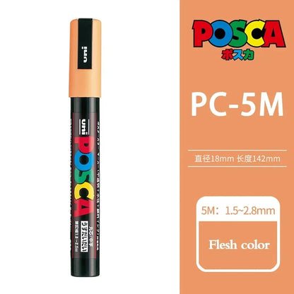 1pcs Japan UNI POSCA Markers PC-1M/3M/5M Acrylic Graffiti Pen Waterproof DIY Stackable Color Art Painting School Supplies