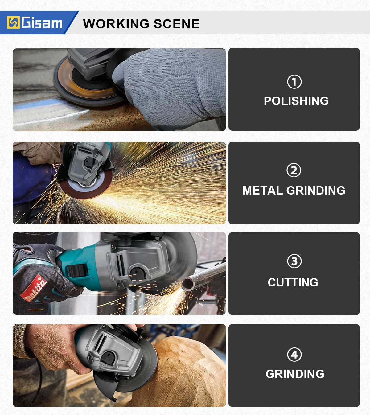 125mm 7 Gears Brushless Angle Grinder Polishing Cutting Machine Electric Angle Grinder Power Tool for Makita 18V Battery Pins