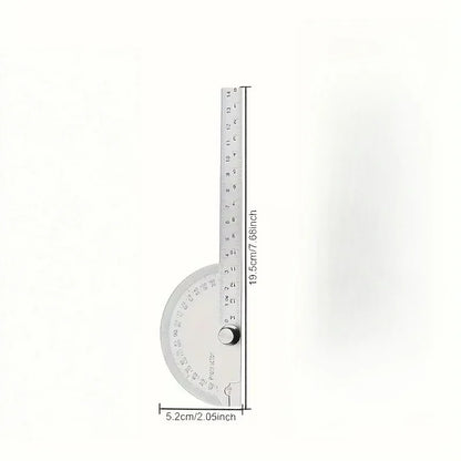 Stainless Steel Adjustable Protractor, Precision Angle Measuring Tool for Woodworking, Carpentry & DIY
