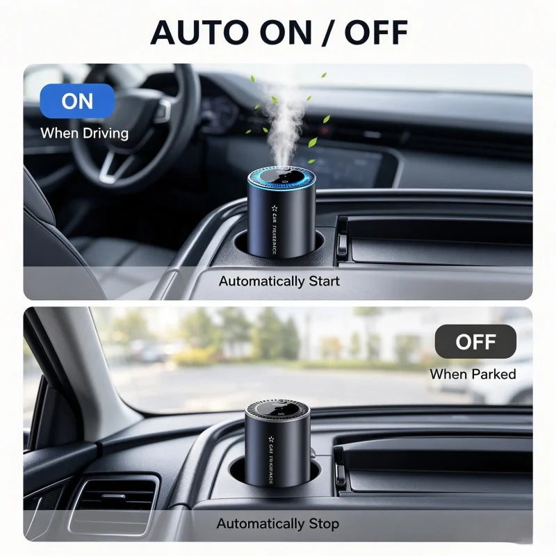 Smart Car Aroma Diffuser Set with 3 Bottles Essential Oils, Rechargeable Automatic Spray Car Air Freshener, Intelligent Car Perfume Aromatherapy Machine for Car & Home