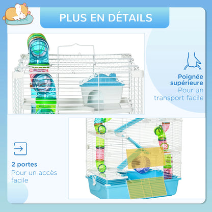 Large 5-stage hamster rodent cage with water watering tunnel wheel Dim. cages room ladder for pet animals, hamster cages rat cages, pet animals furniture