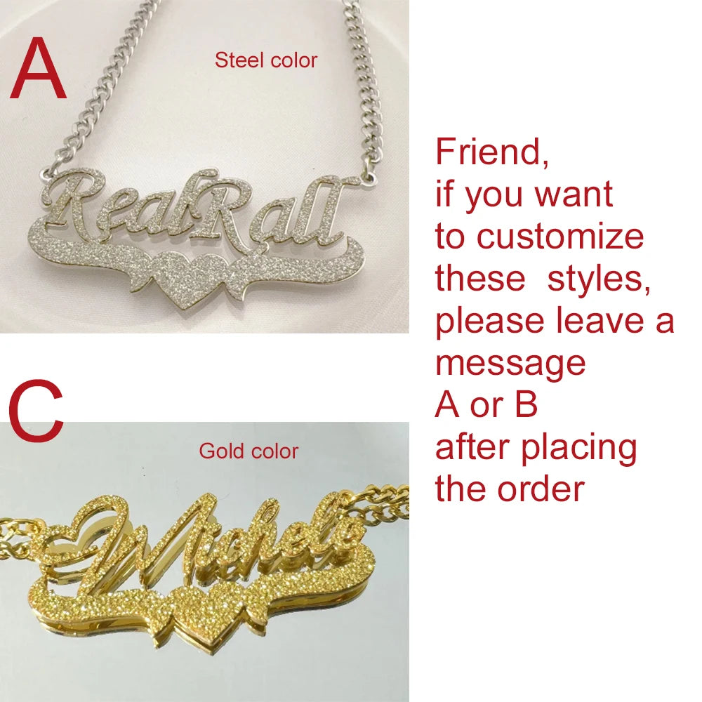 Custom Name Necklace for Women Men Stainless Steel Customized Personalized Arabic Name Choker Chain Jewelry Valentine's Day Gift