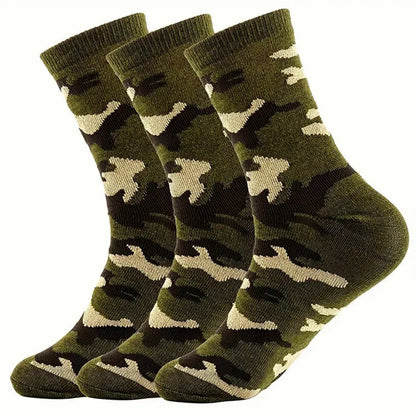 3/12 Pairs Men Camouflage Mid Tube Socks Fashionable Street Style Odor Proof Sweat Absorbing Breathable All Season Casual Socks