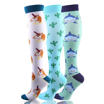58 Styles 3 Pairs/Pack Compression Socks Knee High 30MmHg  Women Men Sports Socks Edema Diabetes Varicose Veins Running Socks