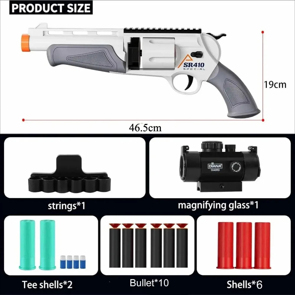Revolver Toy Guns Shell Throwing Soft Bullet Launcher Outdoor CS Shotgun Shooting Game Model Toy for Children Kids Christmas